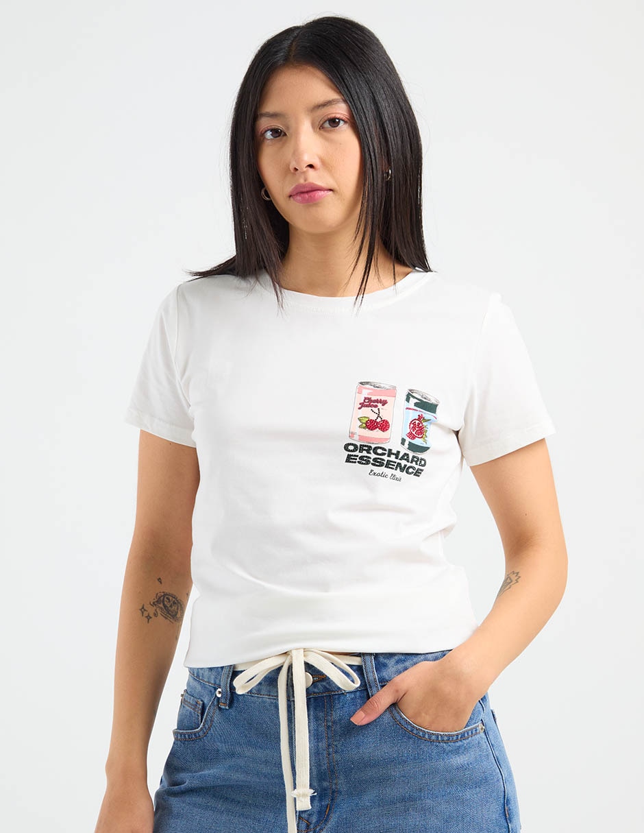 Playera manga corta cuello redondo para mujer