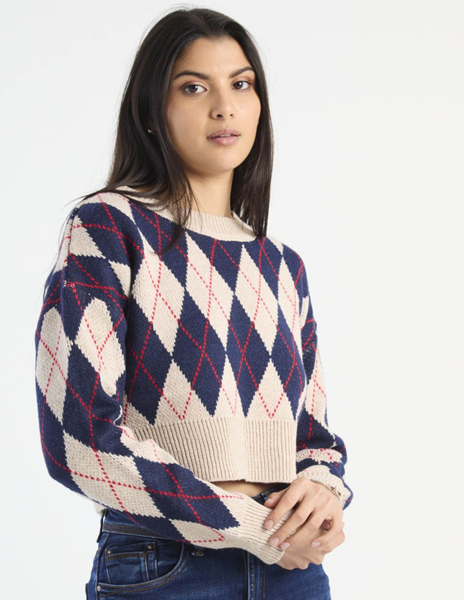 Suéter cuello redondo para mujer