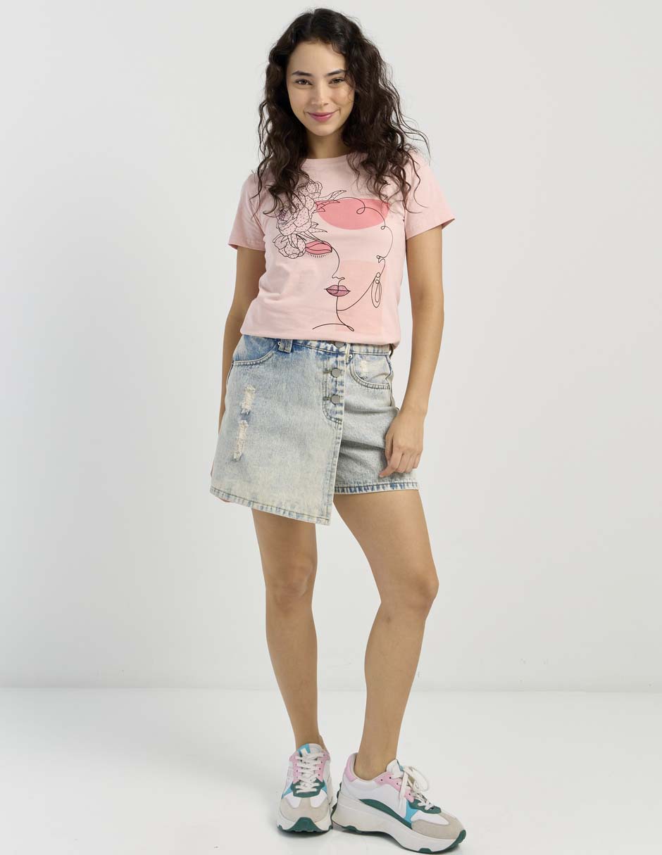 Playera manga corta cuello redondo para mujer 3