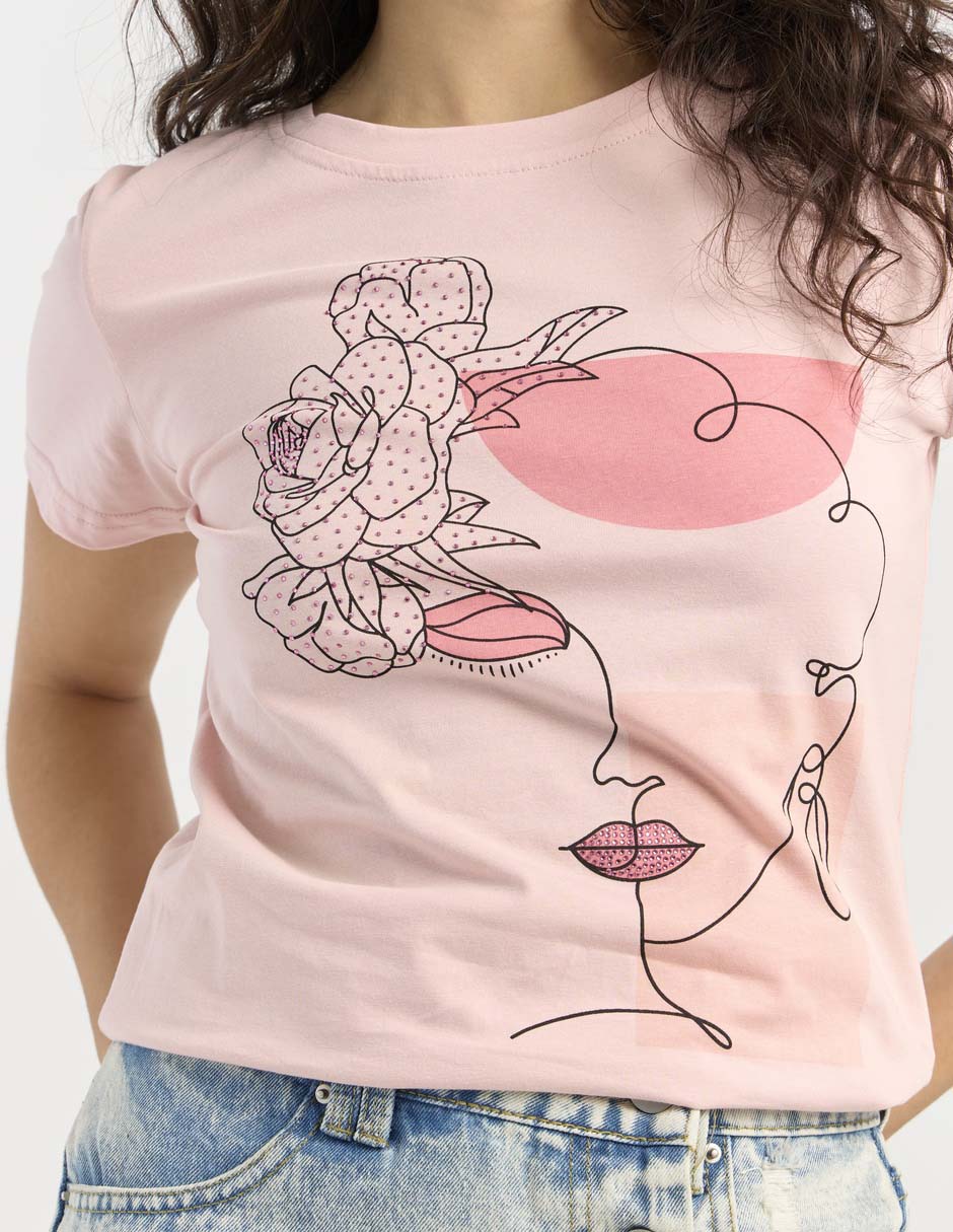 Playera manga corta cuello redondo para mujer 4
