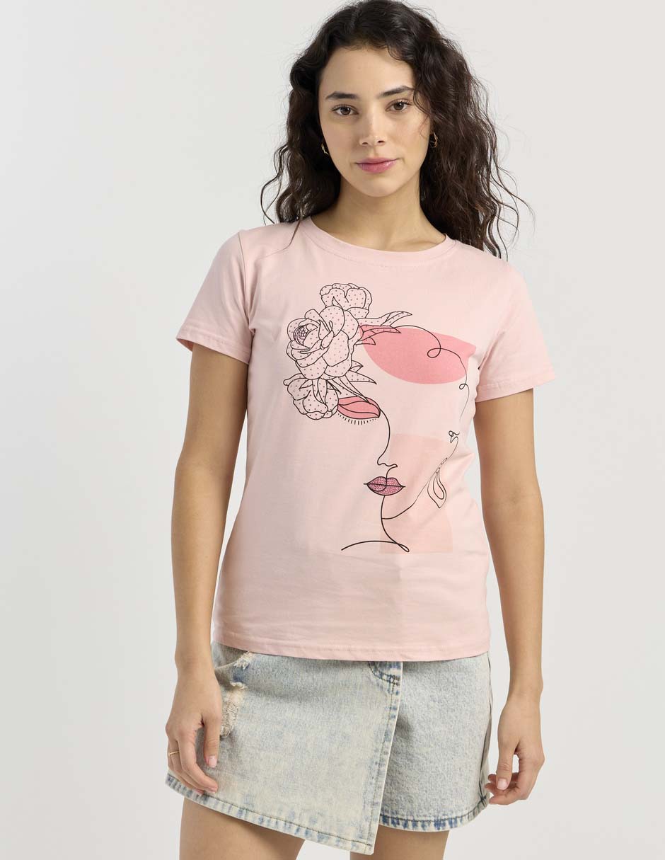 Playera manga corta cuello redondo para mujer 5