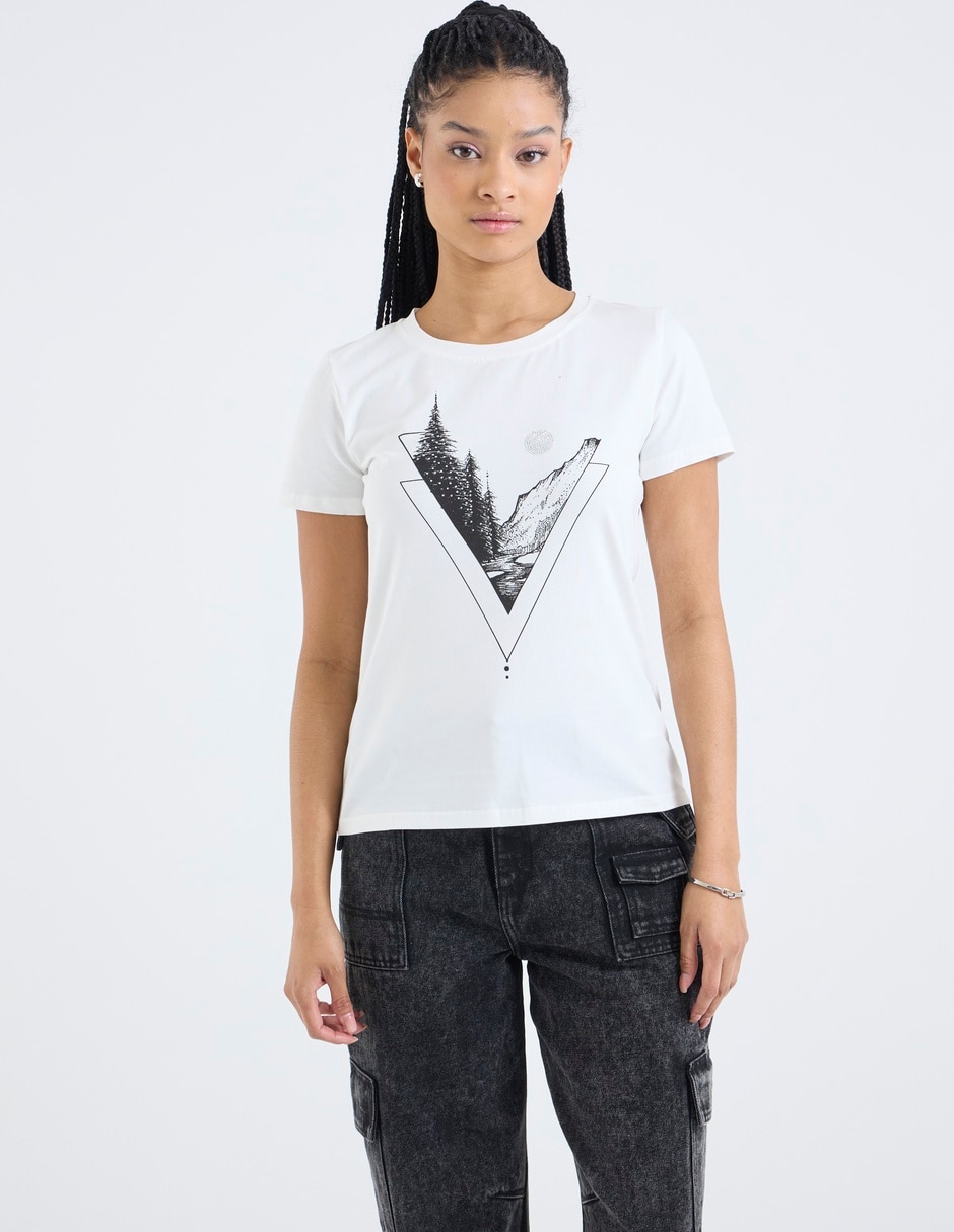 Playera manga corta cuello redondo para mujer Playera manga corta cuello redondo para mujer