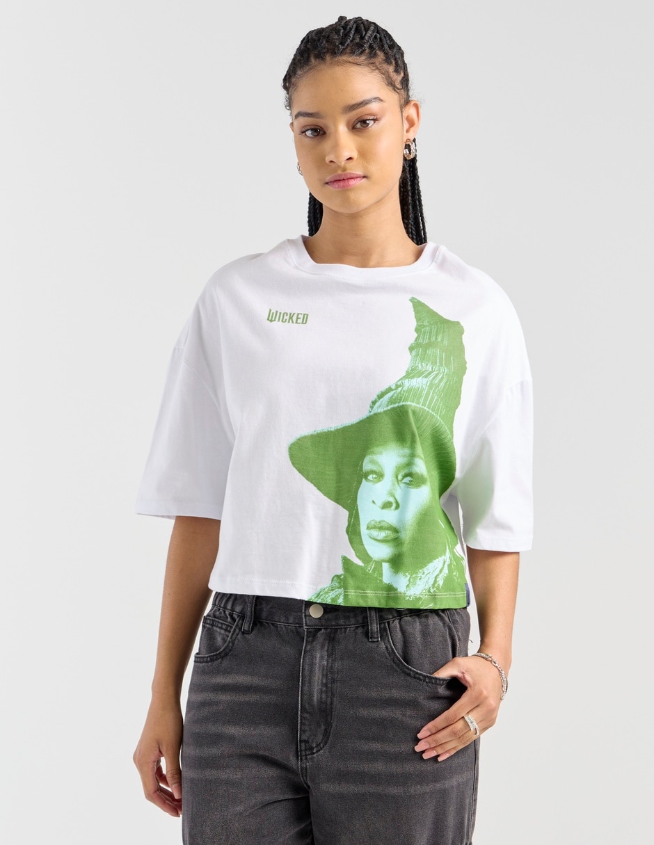 Playera manga corta Wicked cuello redondo para mujer