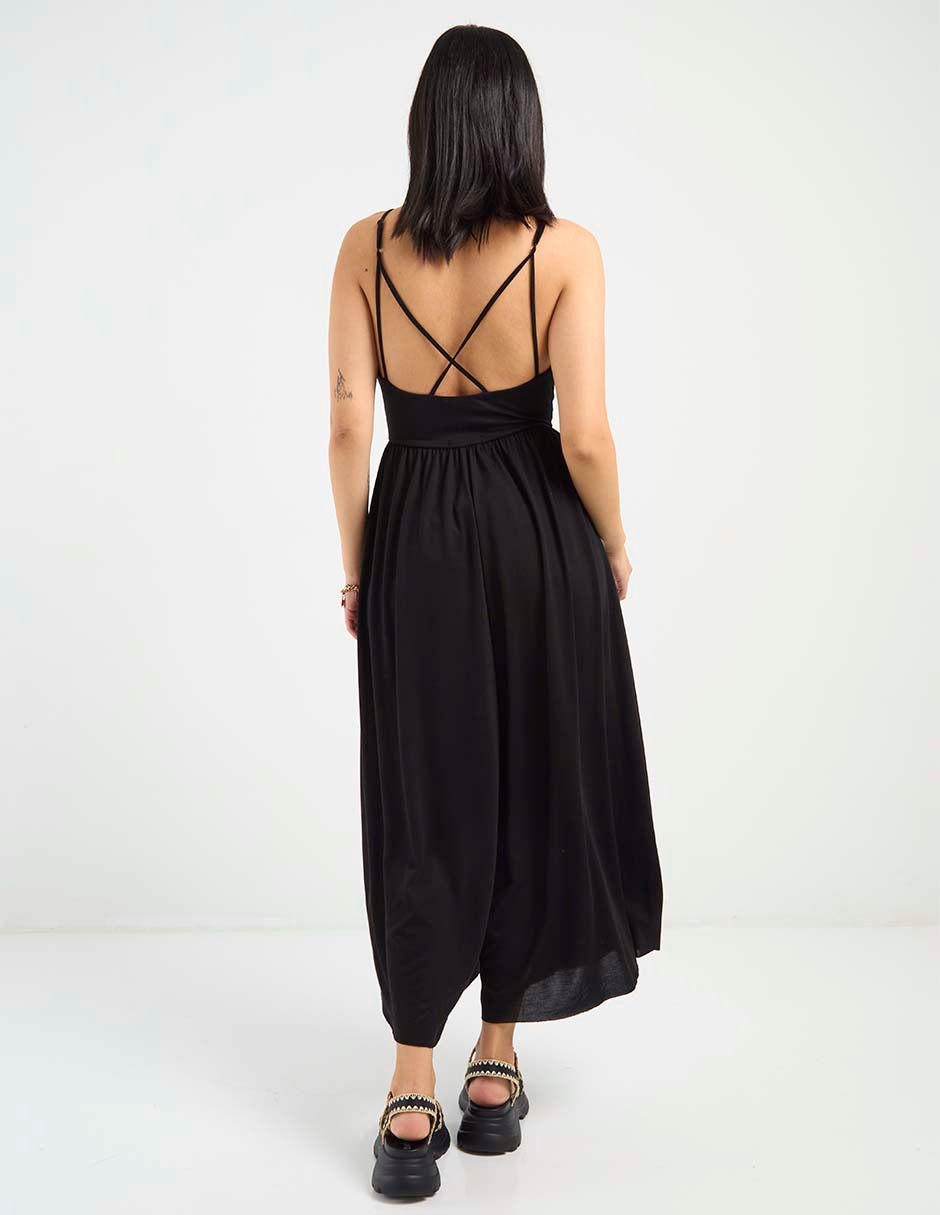 Jumpsuit That's It de modal playa estampado liso para mujer