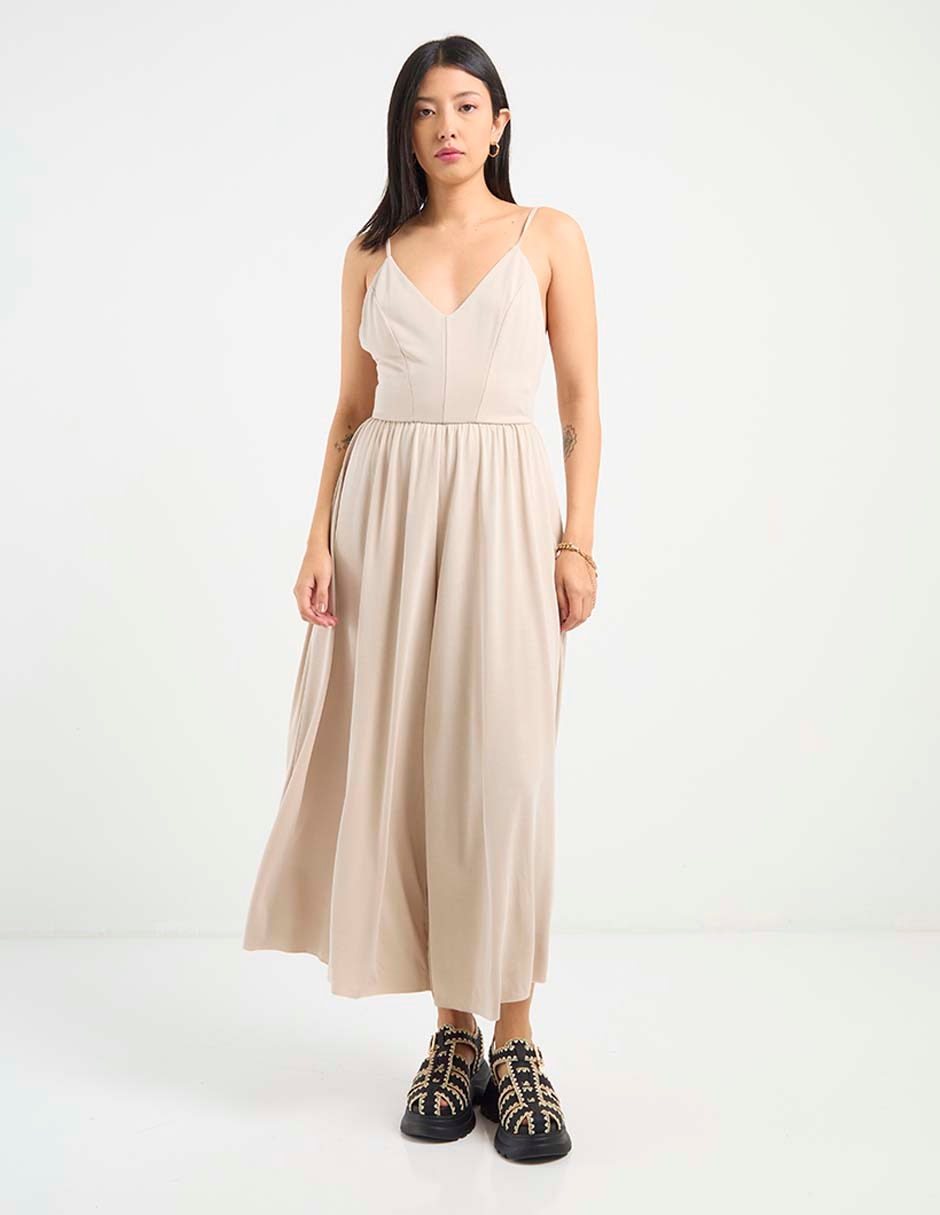 Jumpsuit de modal playa estampado liso para mujer 2