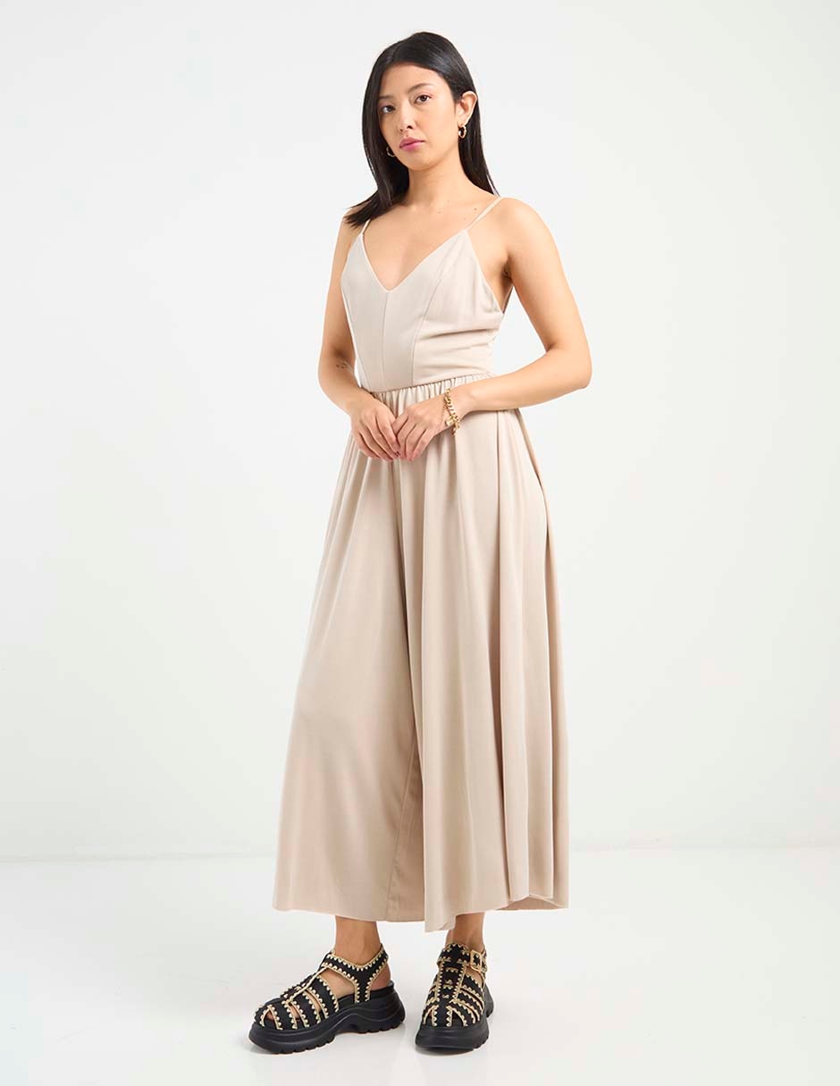 Jumpsuit de modal playa estampado liso para mujer 3