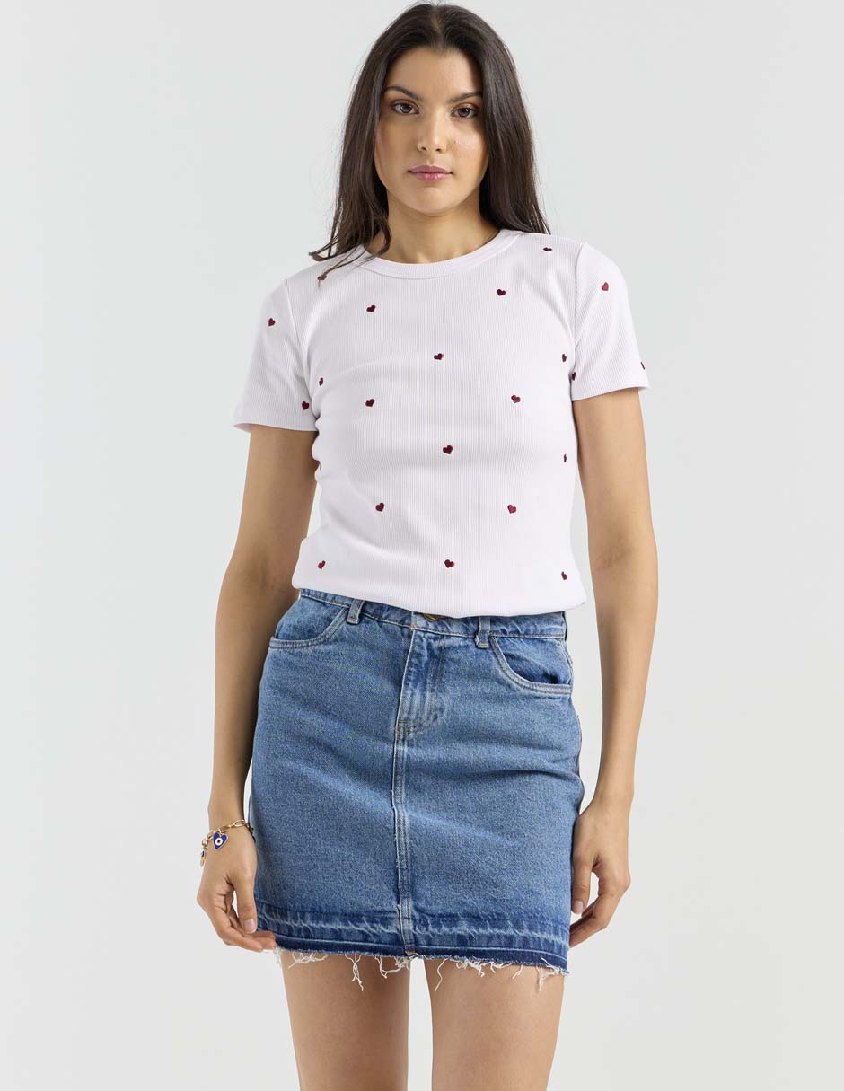 Playera manga corta cuello redondo para mujer