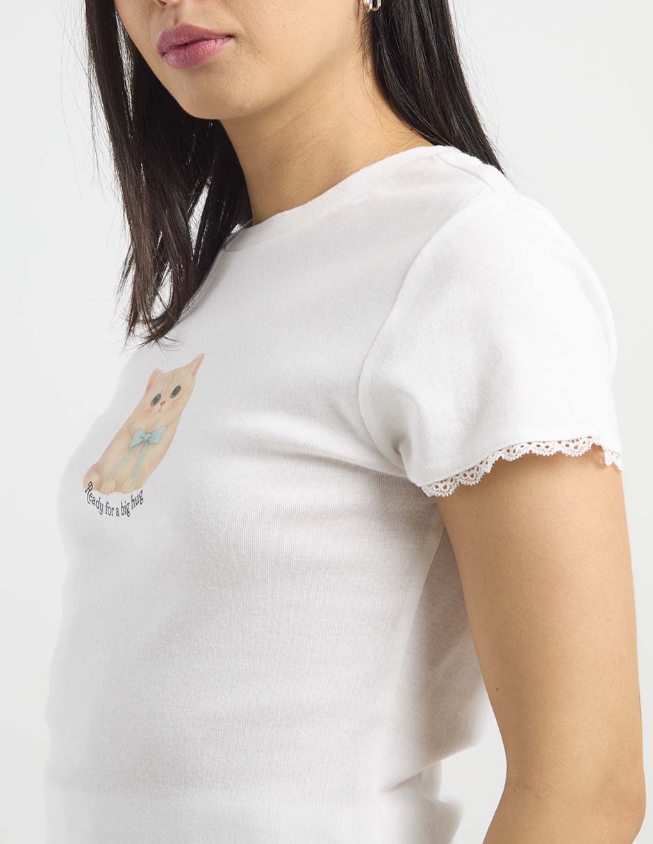 Playera manga corta cuello redondo para mujer 5