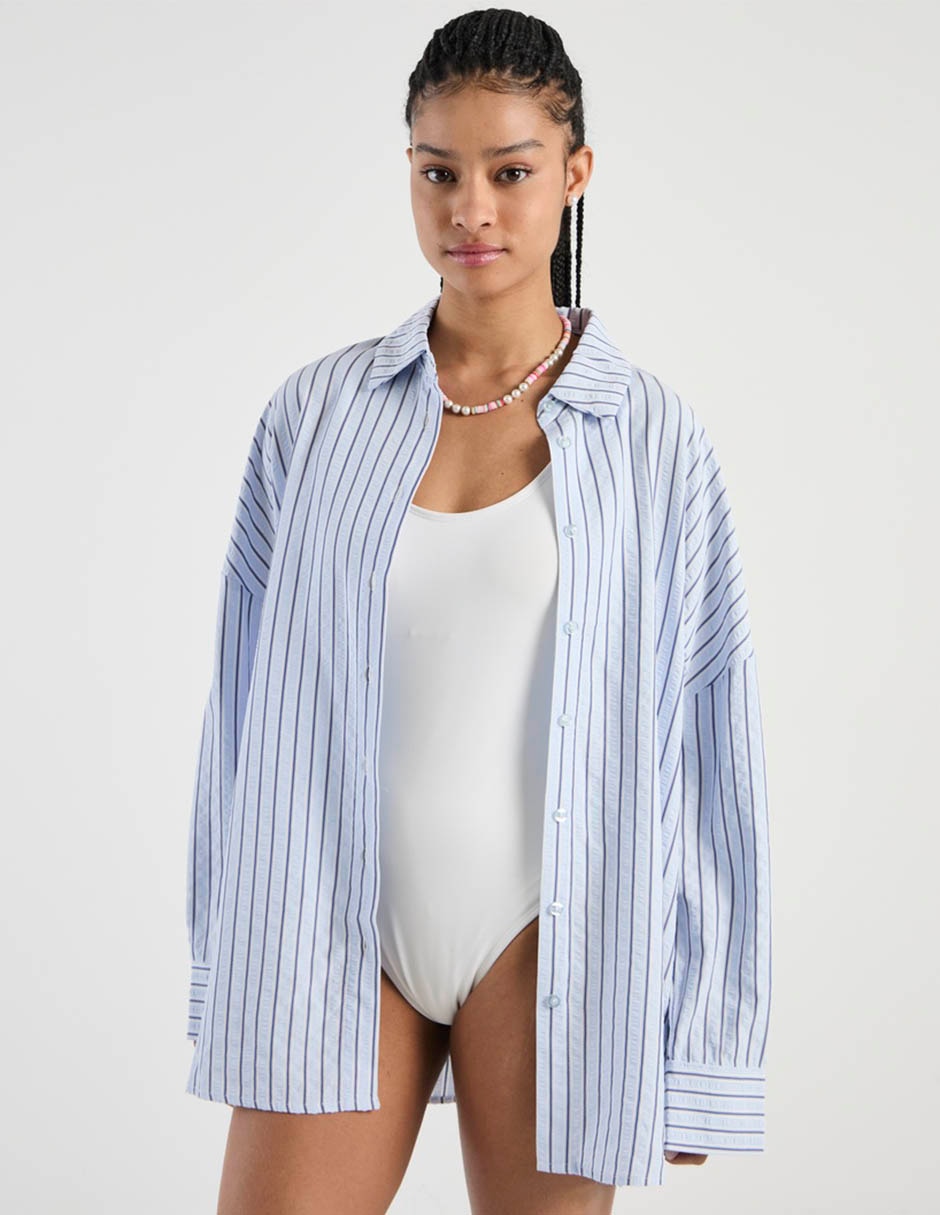 Blusa camisera That's It manga larga para mujer