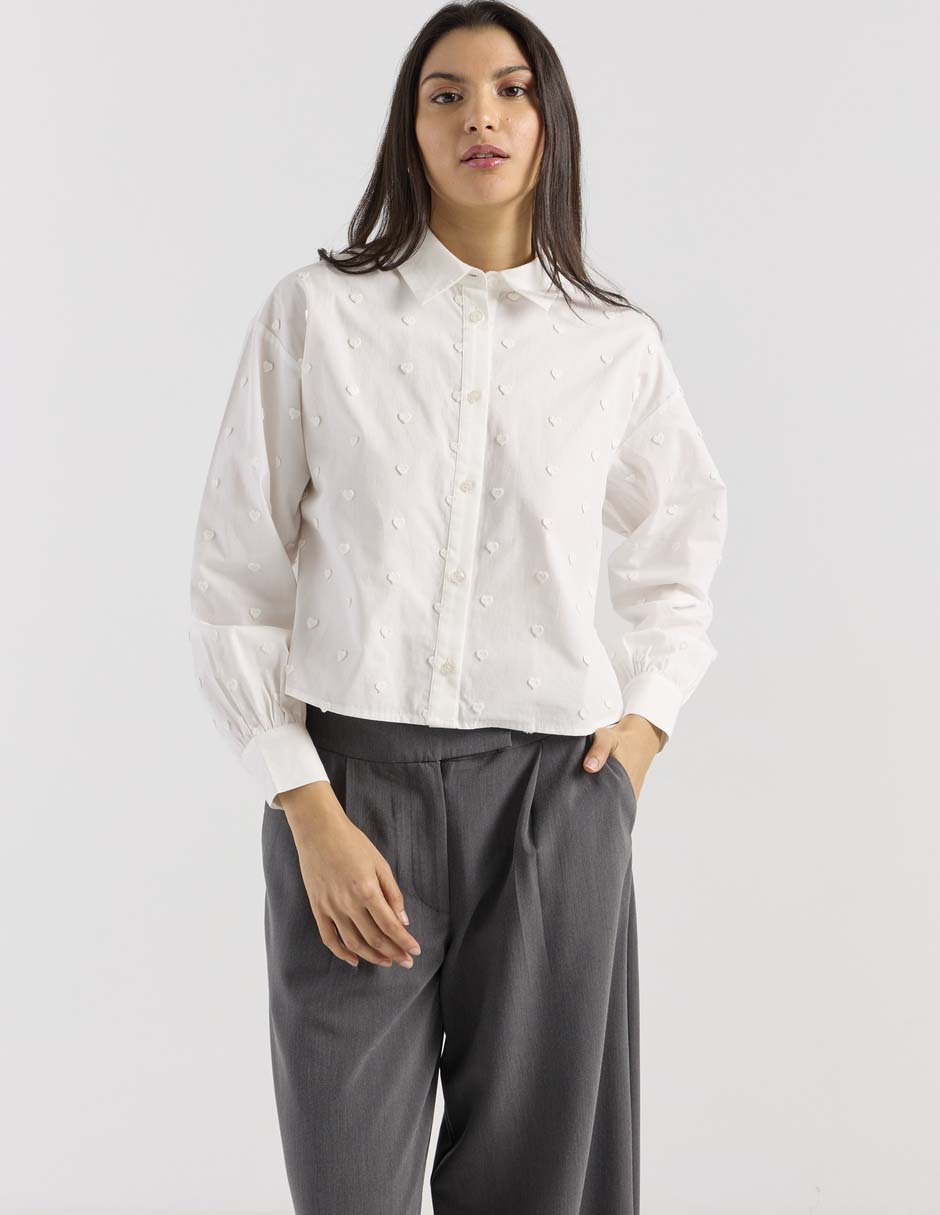 Blusa camisera manga larga para mujer
