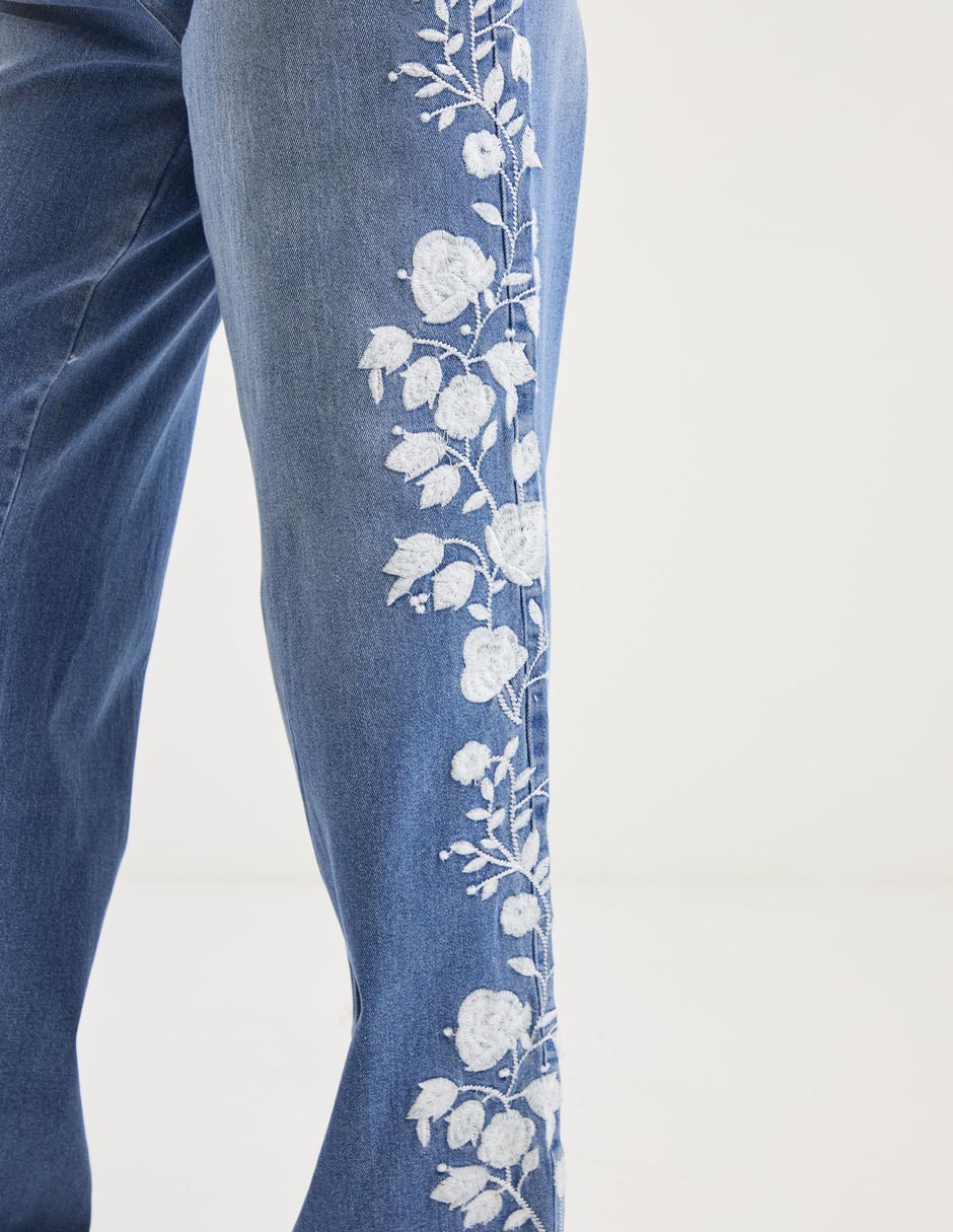 Jeans amplio cintura alta para mujer 4