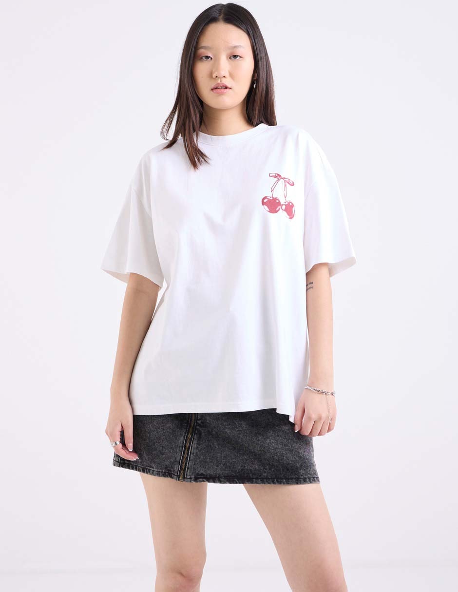 Playera manga corta cuello redondo para mujer