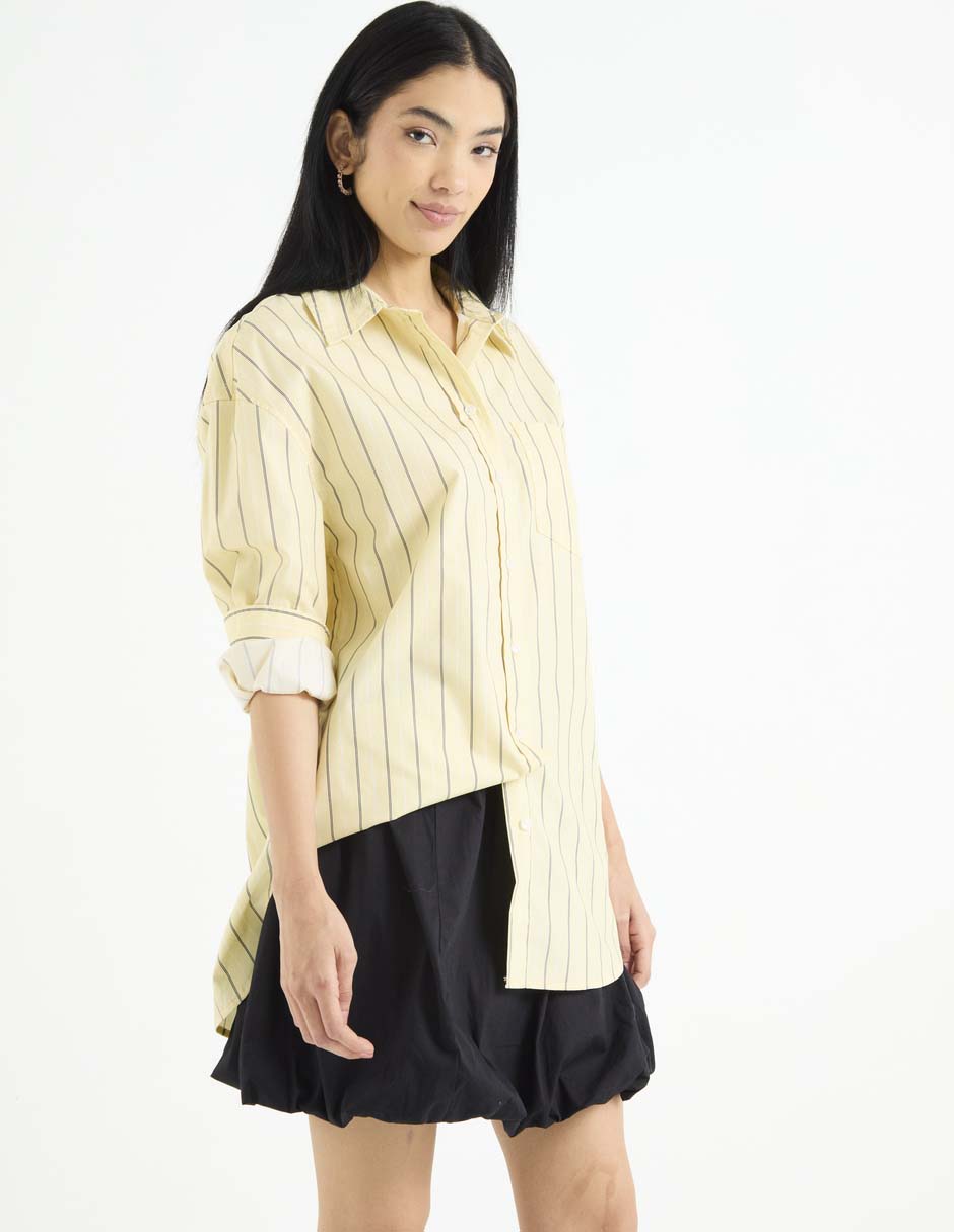 Blusa camisera manga larga para mujer