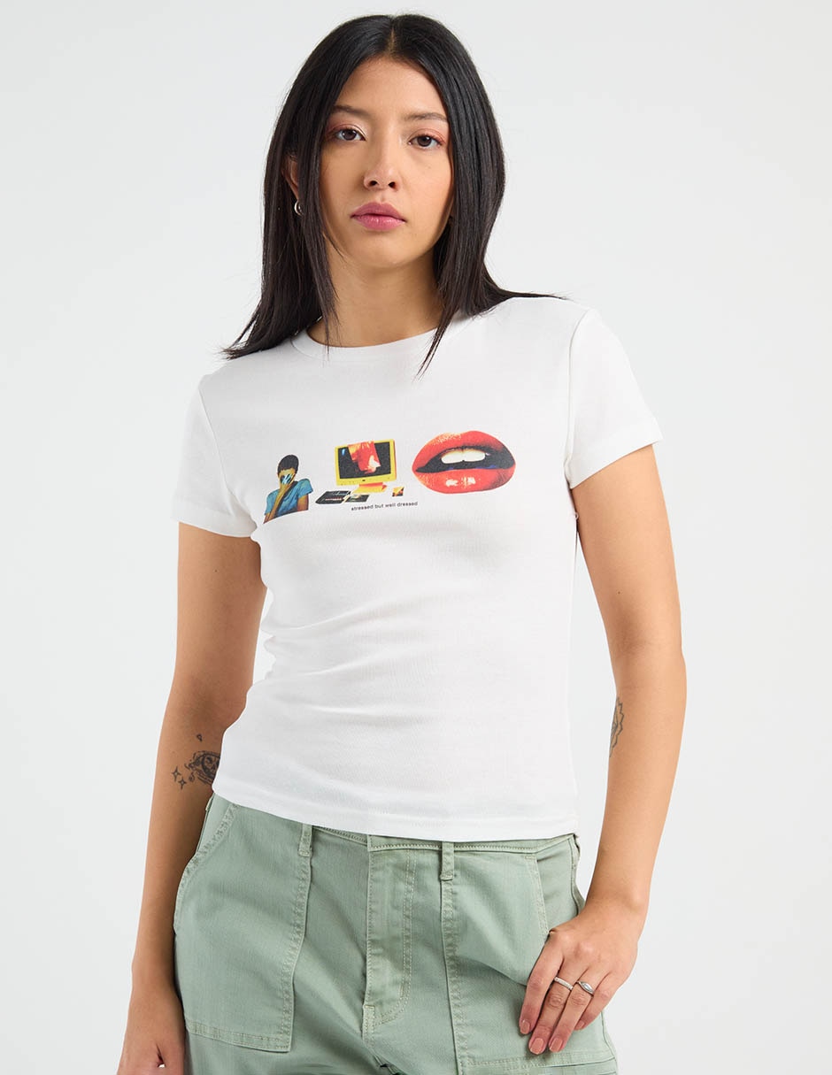 Playera manga corta cuello redondo para mujer Playera manga corta cuello redondo para mujer