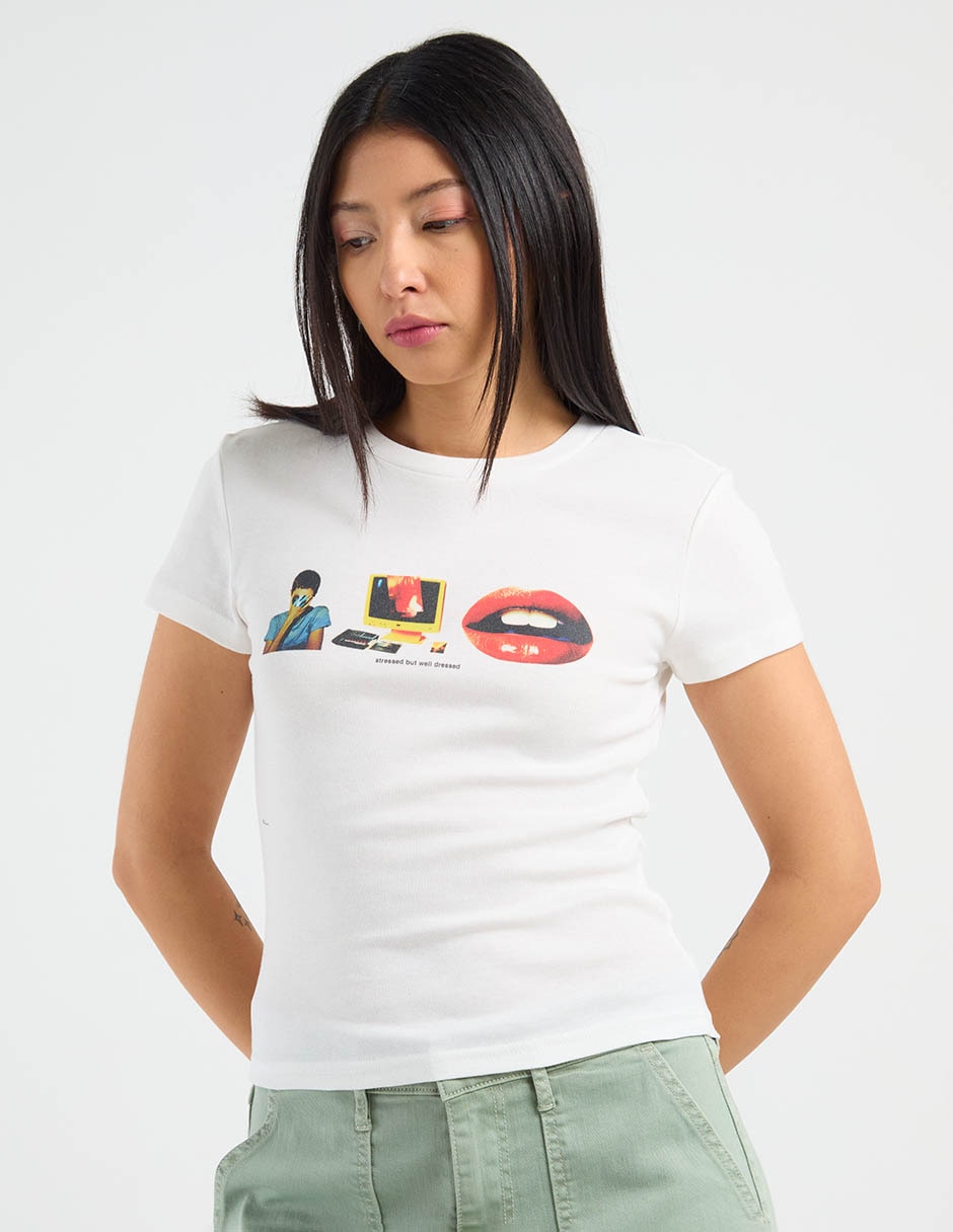 Playera manga corta cuello redondo para mujer 2