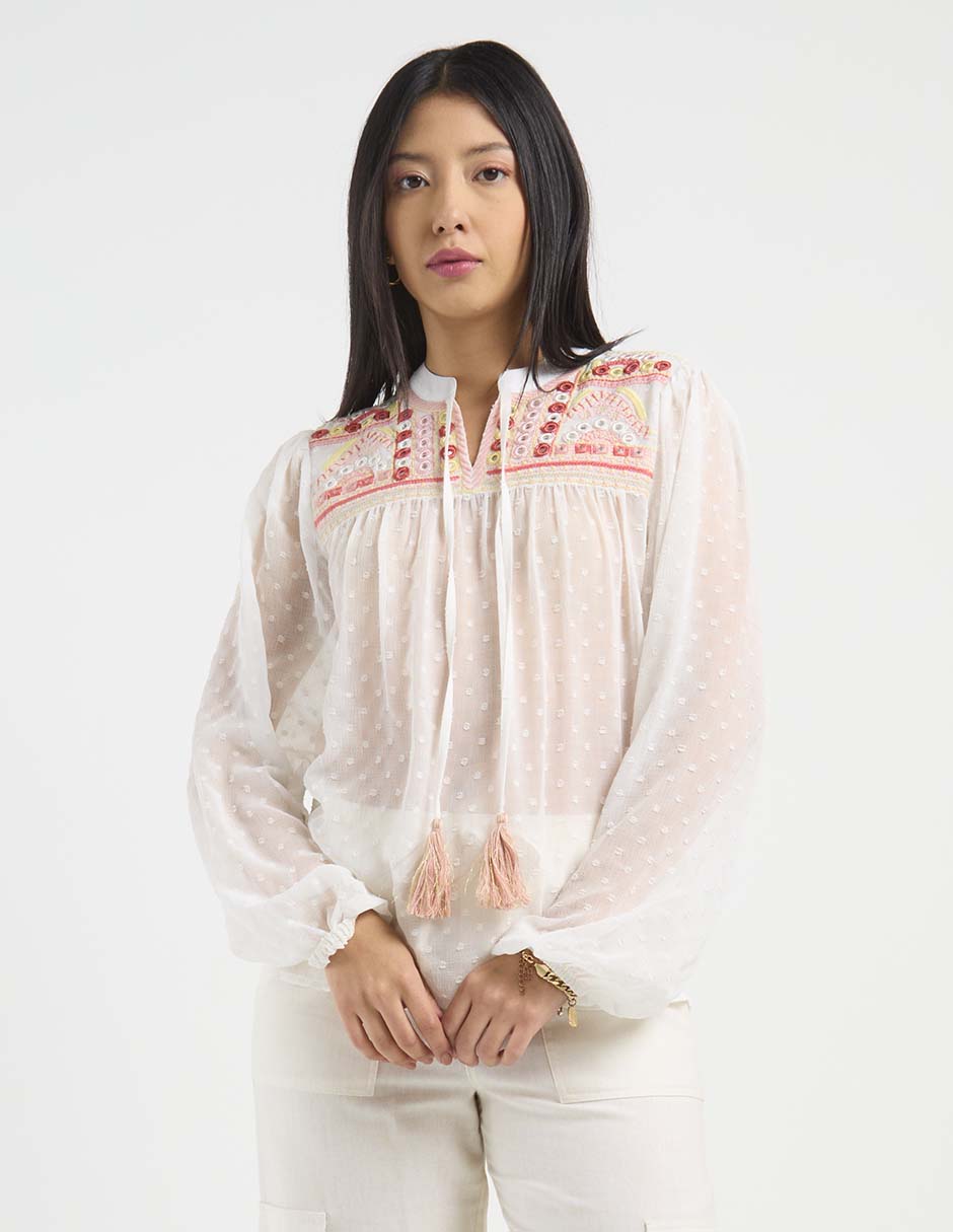 Blusa manga larga para mujer