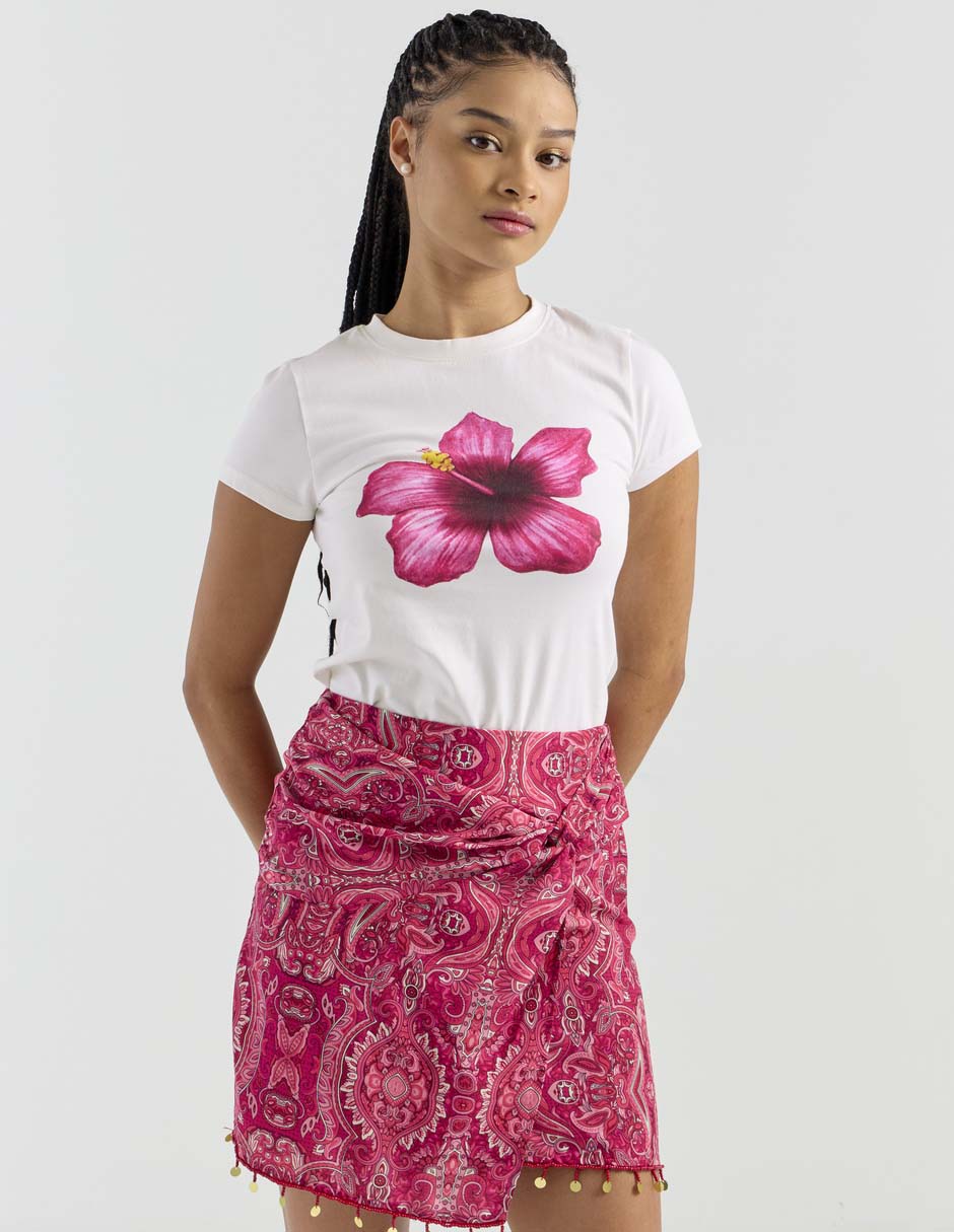 Playera manga corta cuello redondo para mujer
