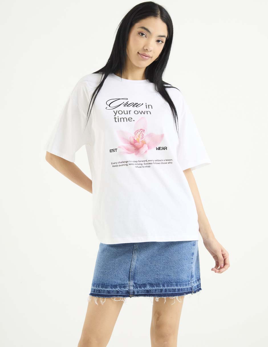Playera manga corta cuello redondo para mujer