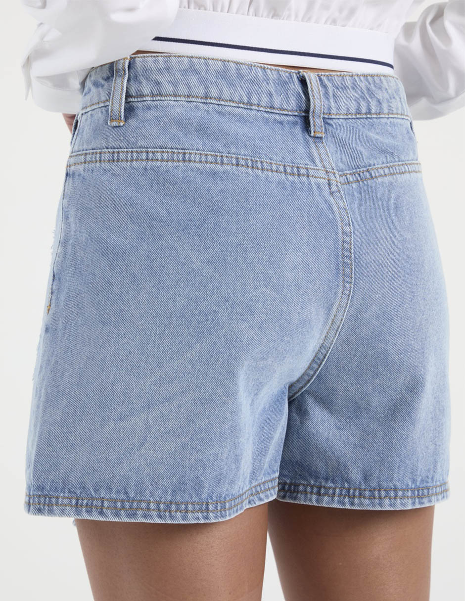 Falda short de mezclilla a la cintura 5