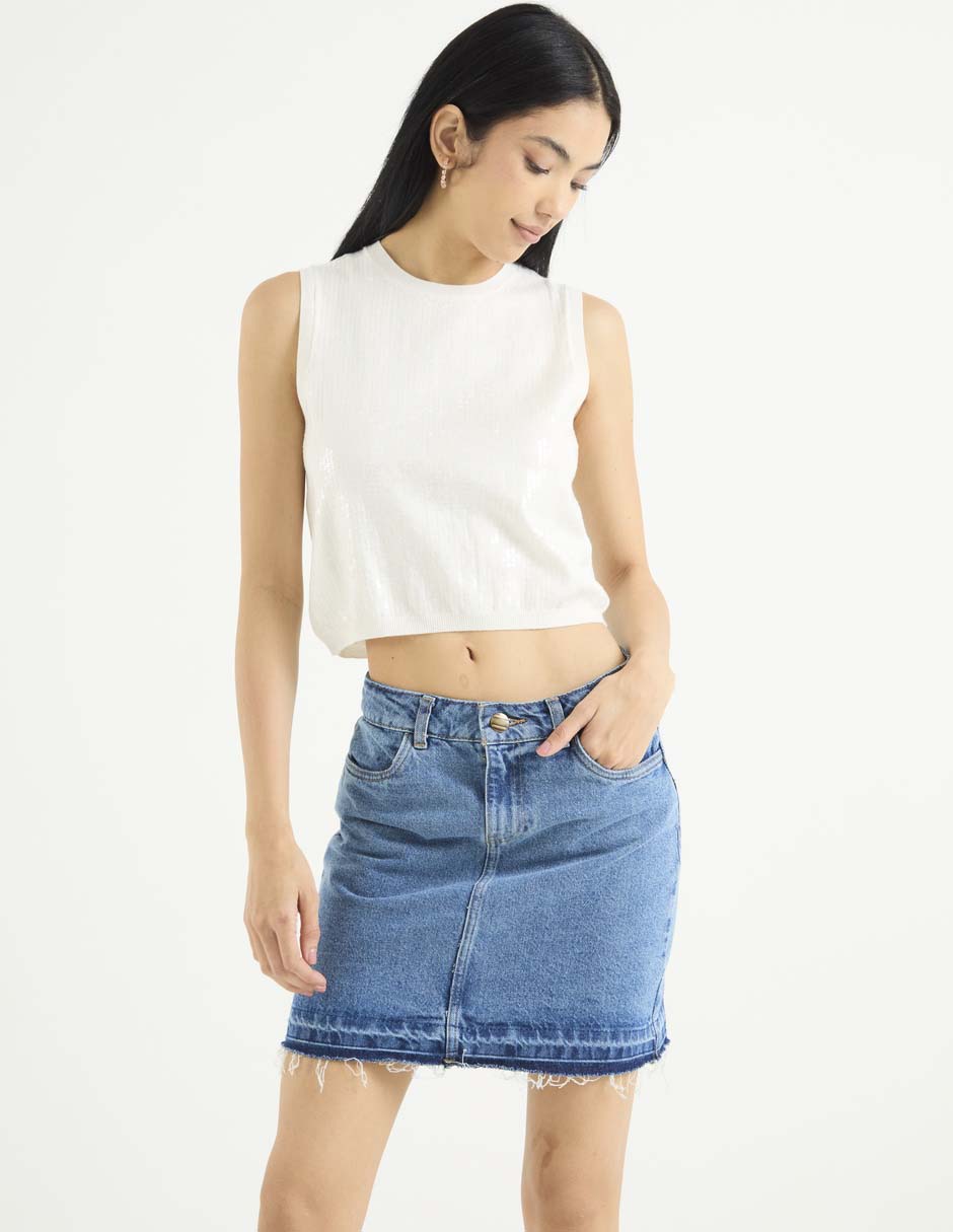 Top cuello redondo