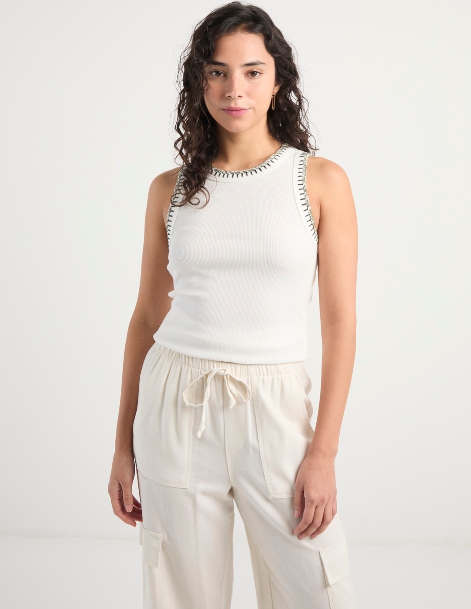 Top cuello redondo tirante ancho