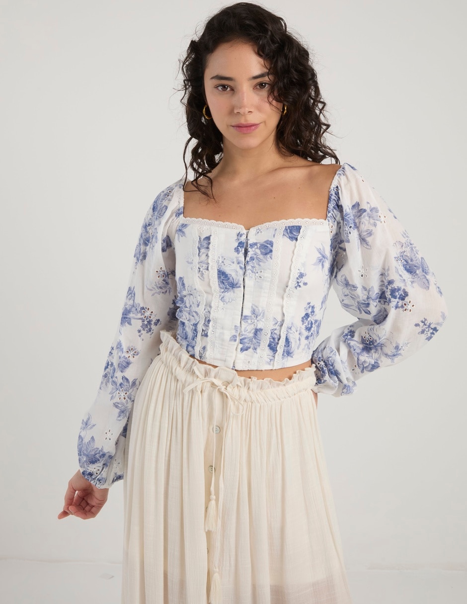 Blusa manga larga para mujer