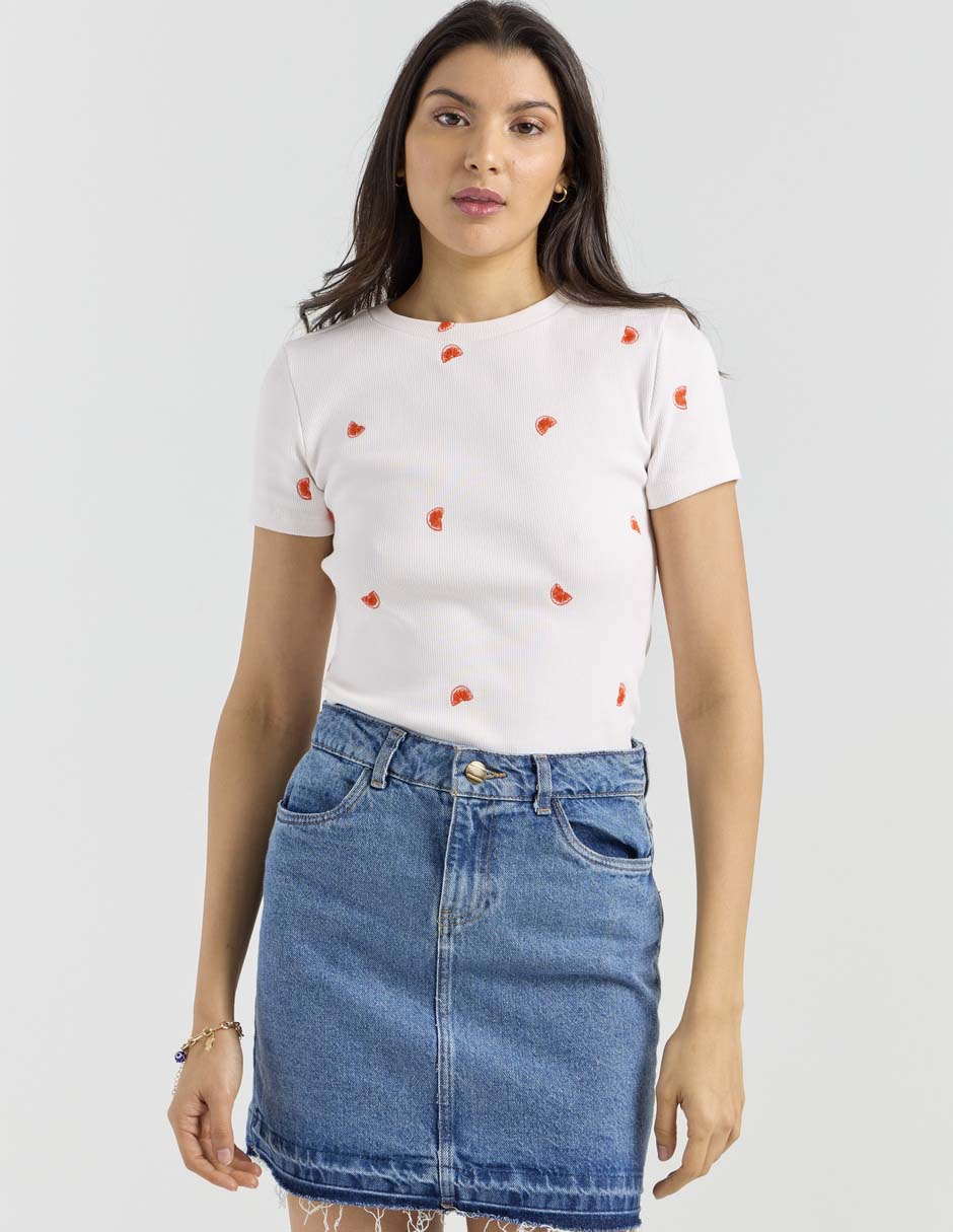Playera manga corta cuello redondo para mujer
