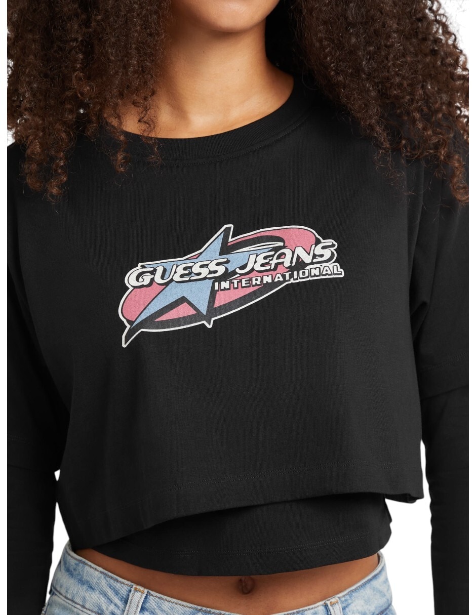 Playera manga larga cuello redondo para mujer 2