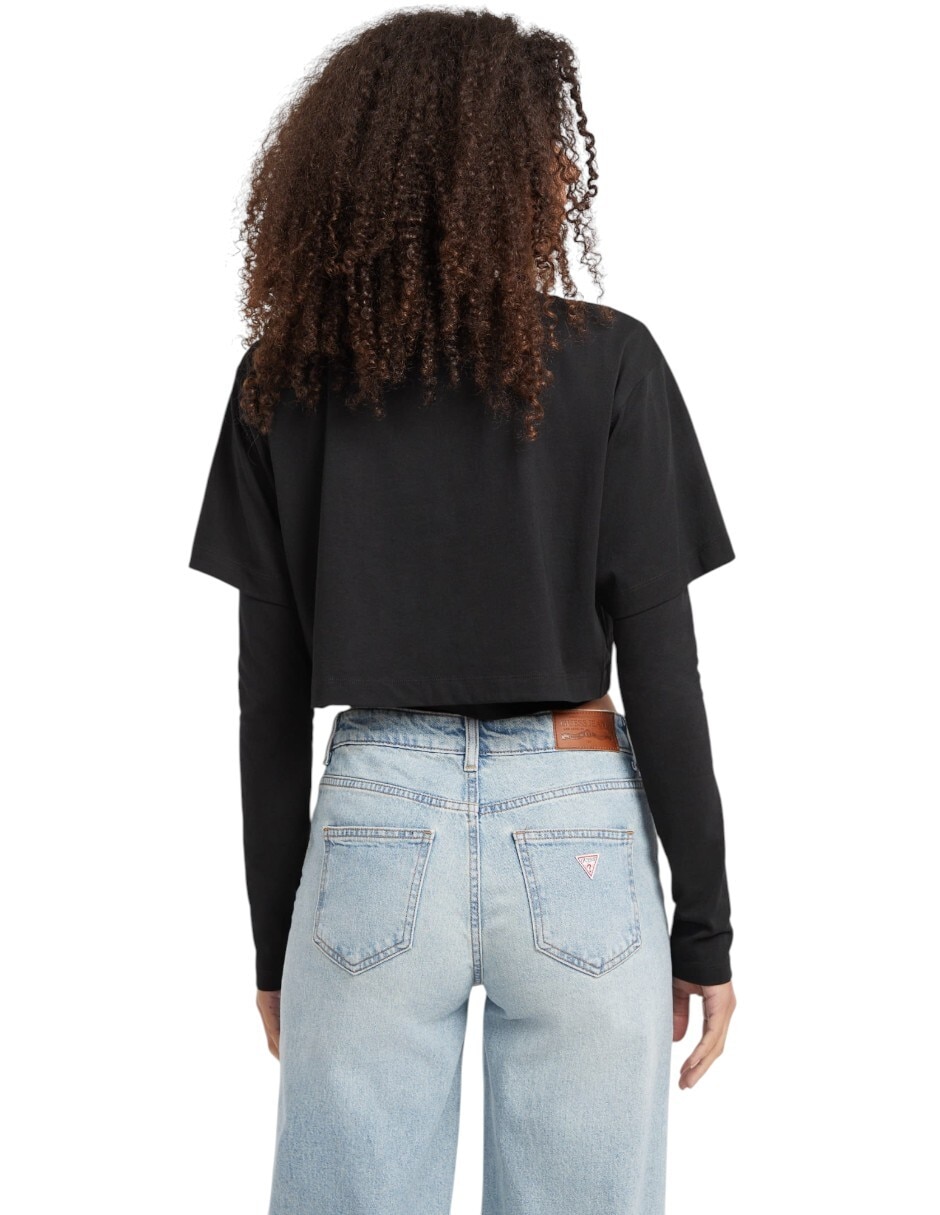 Playera manga larga cuello redondo para mujer 3