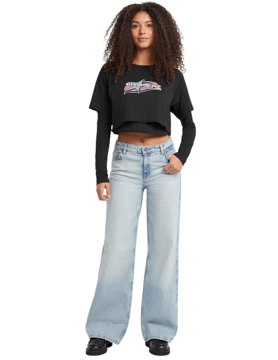 Playera manga larga cuello redondo para mujer 4