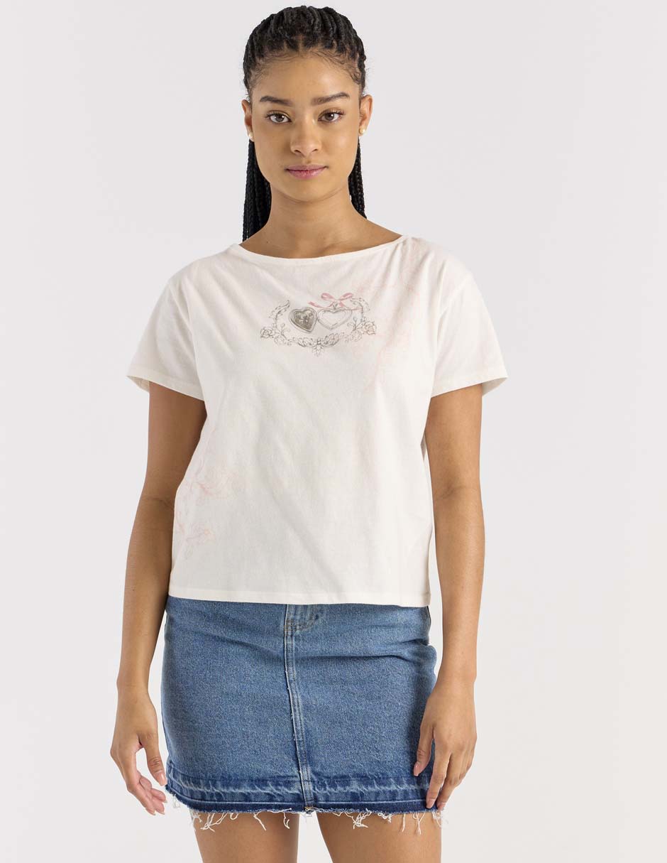Playera manga corta cuello redondo para mujer