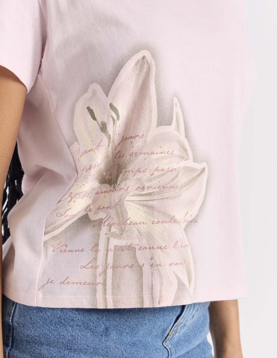Playera manga corta cuello redondo para mujer 4