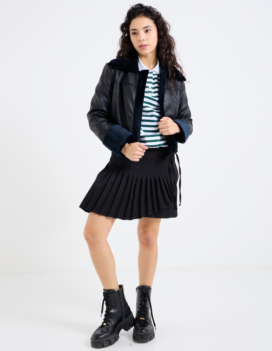 Chamarra casual de vinipiel para mujer 3