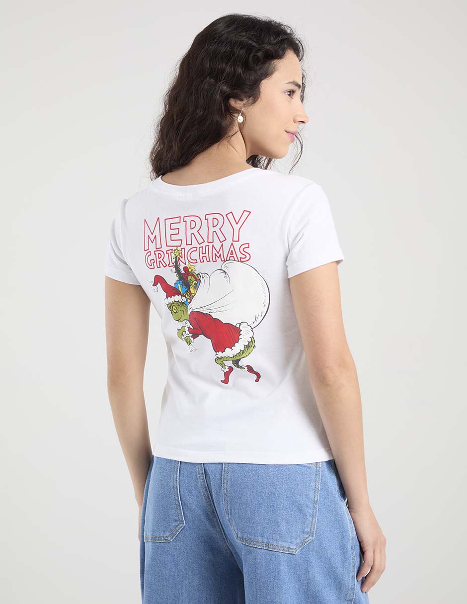 Playera manga corta The Grinch cuello redondo para mujer 2
