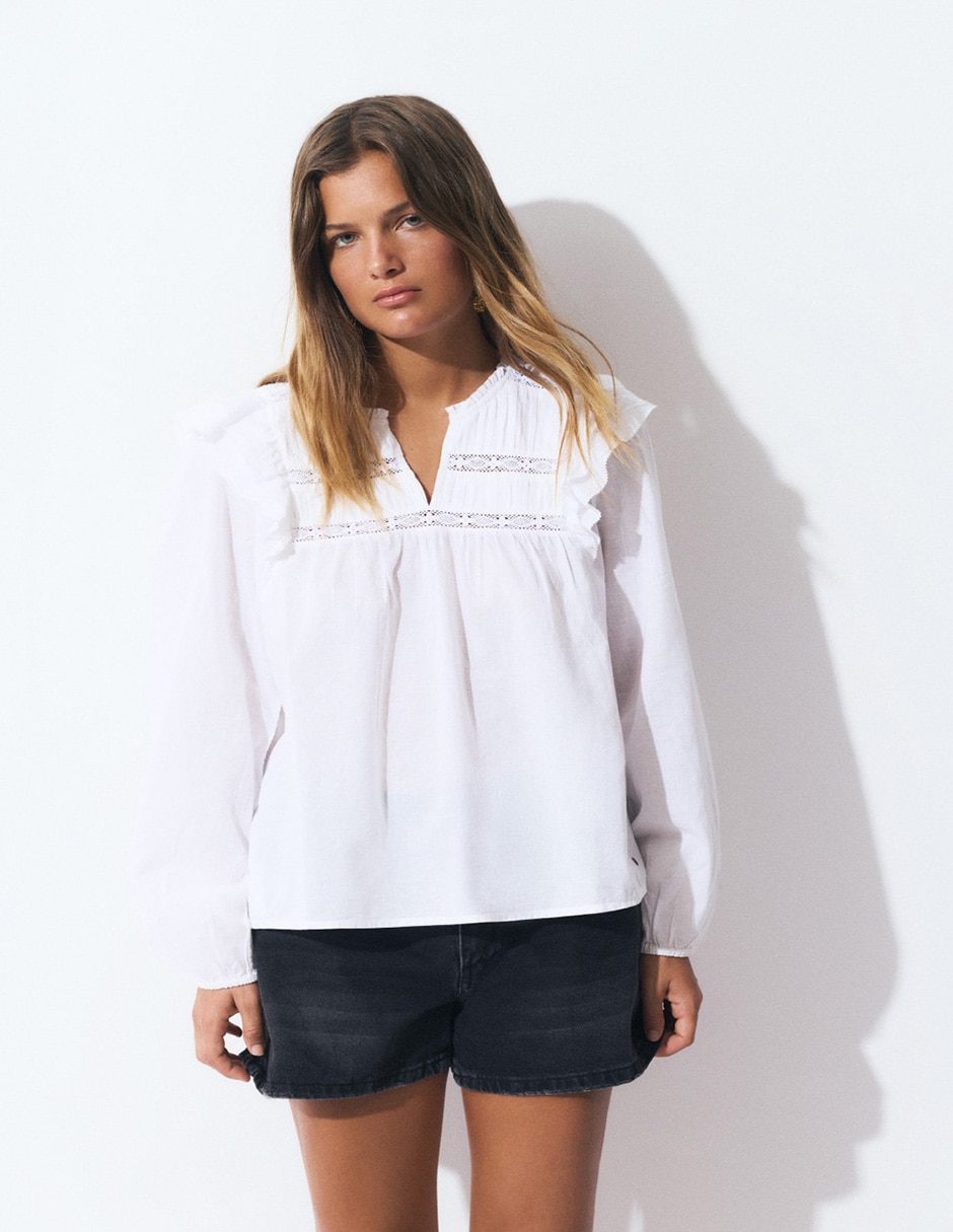 Blusa manga larga para mujer