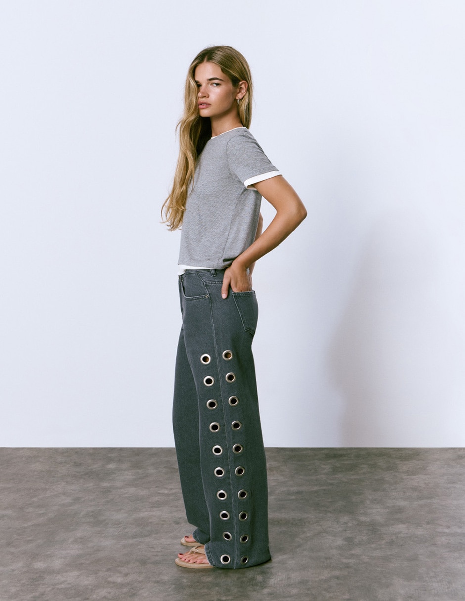 Jeans relaxed wide leg para mujer 4