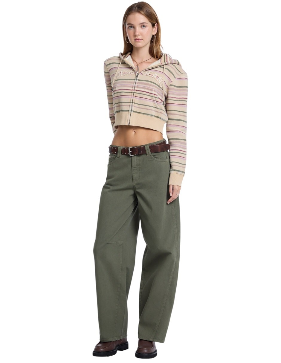 Jeans relajado corte cintura para mujer 2