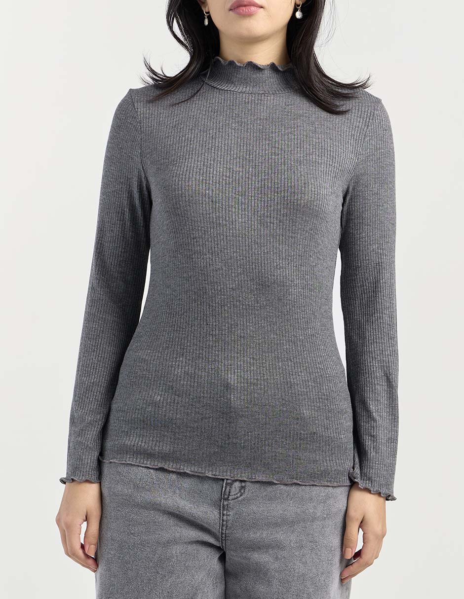 Playera manga larga cuello alto para mujer 6