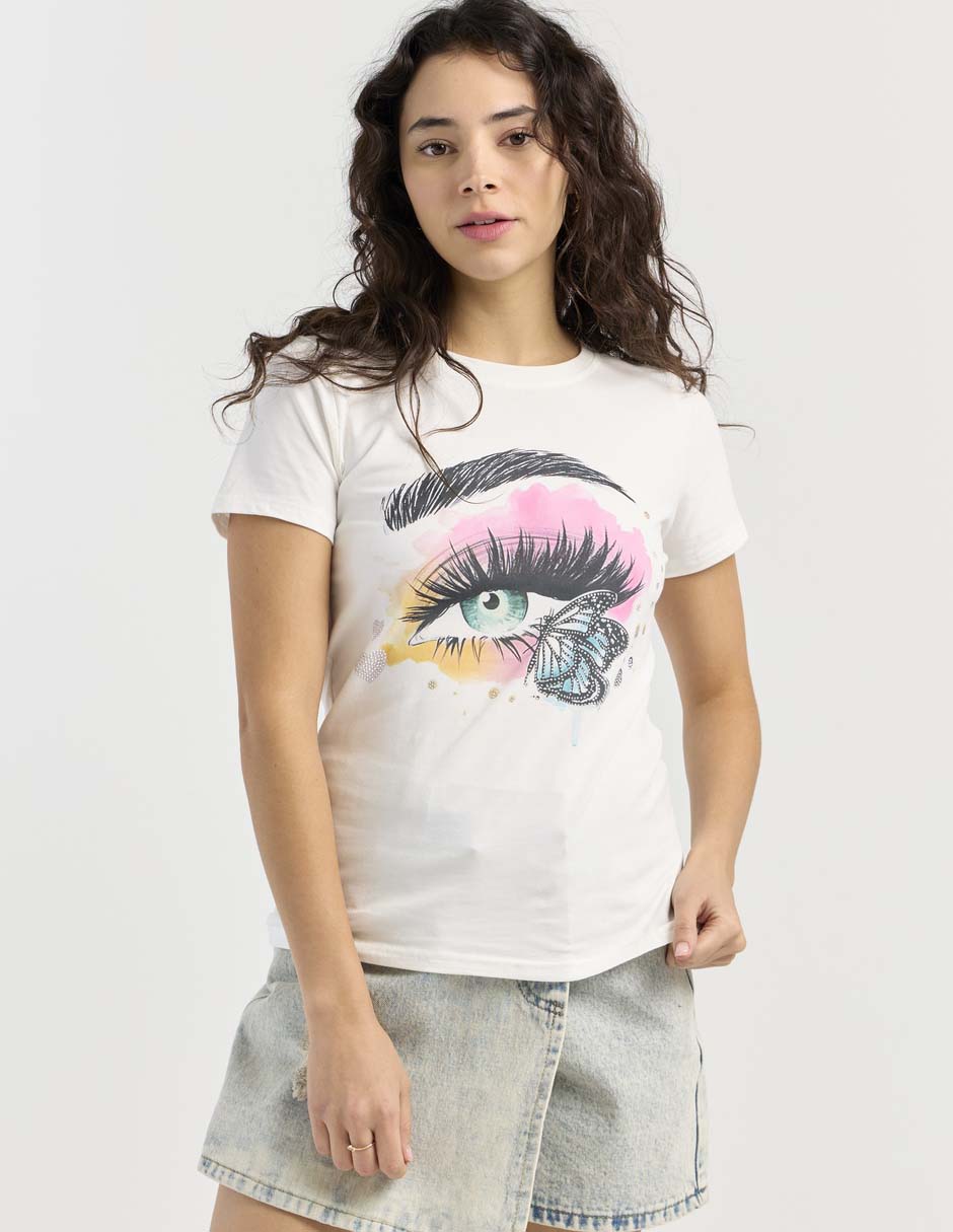 Playera manga corta cuello redondo para mujer