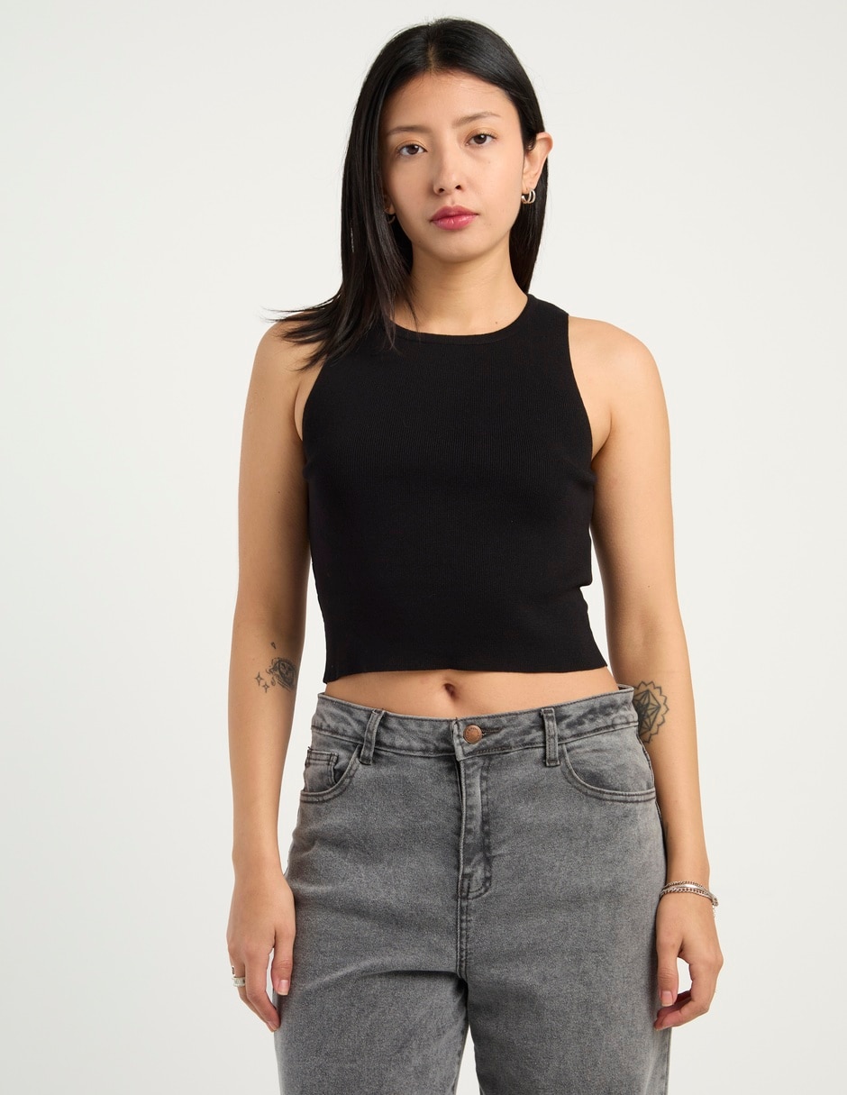 Top cuello redondo