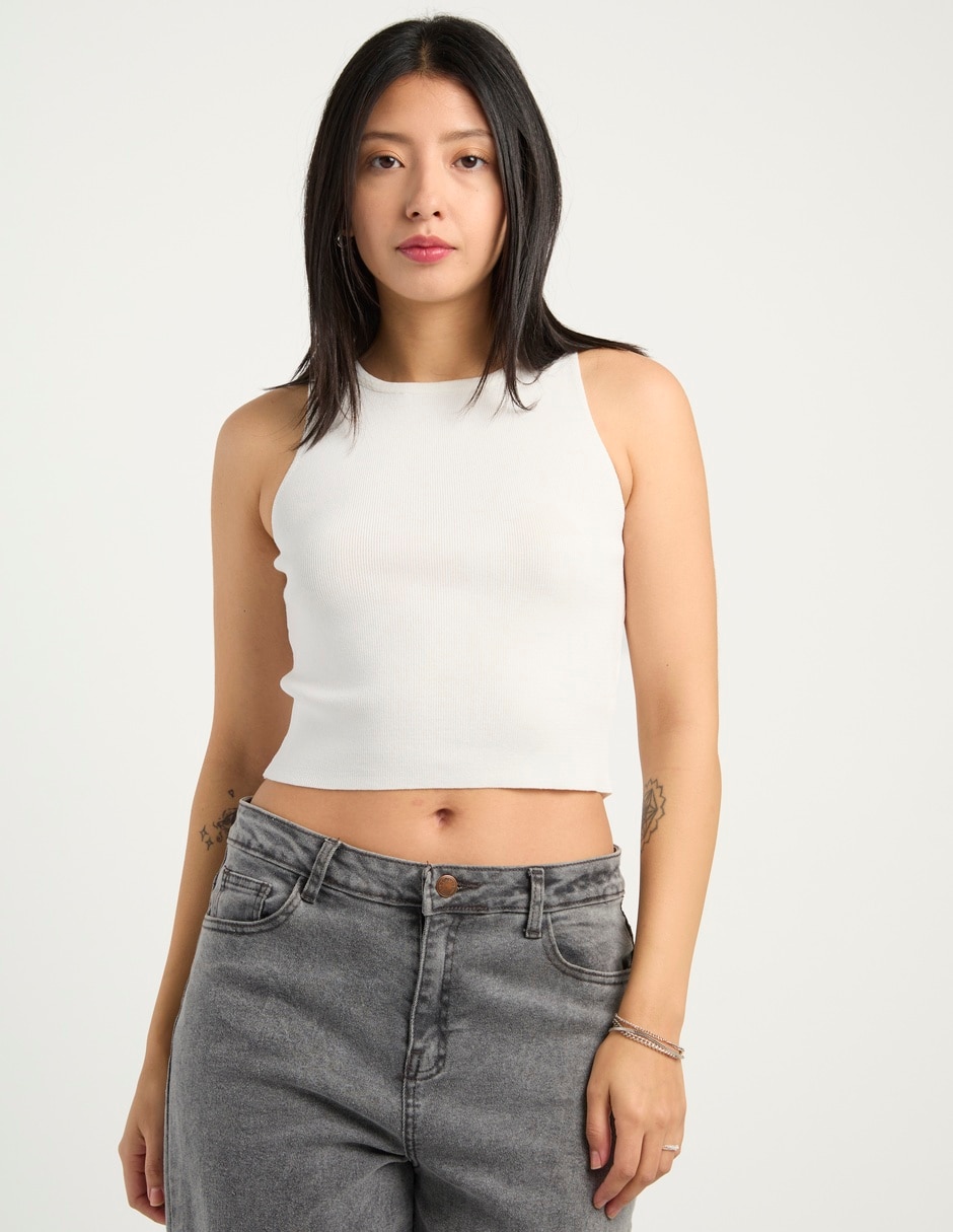 Top cuello redondo