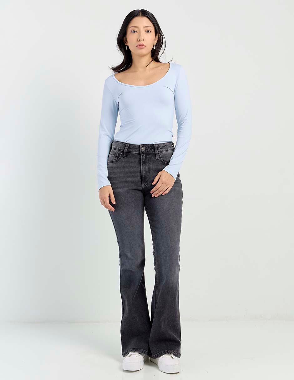 Jeans acampanado flare para mujer 2