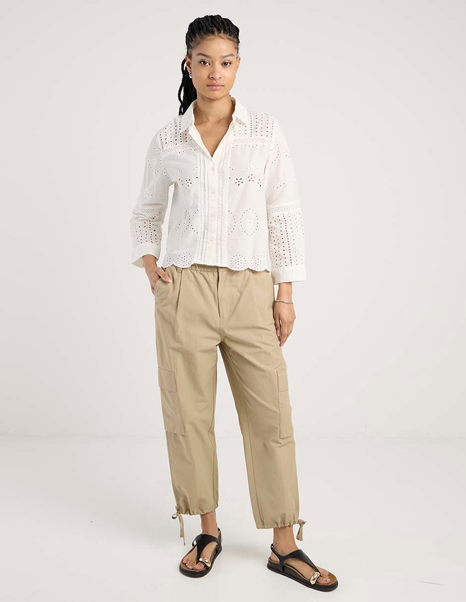 Blusa camisera Only manga larga para mujer