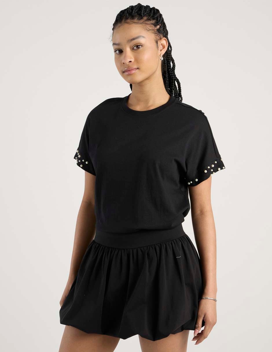 Playera manga corta cuello redondo para mujer