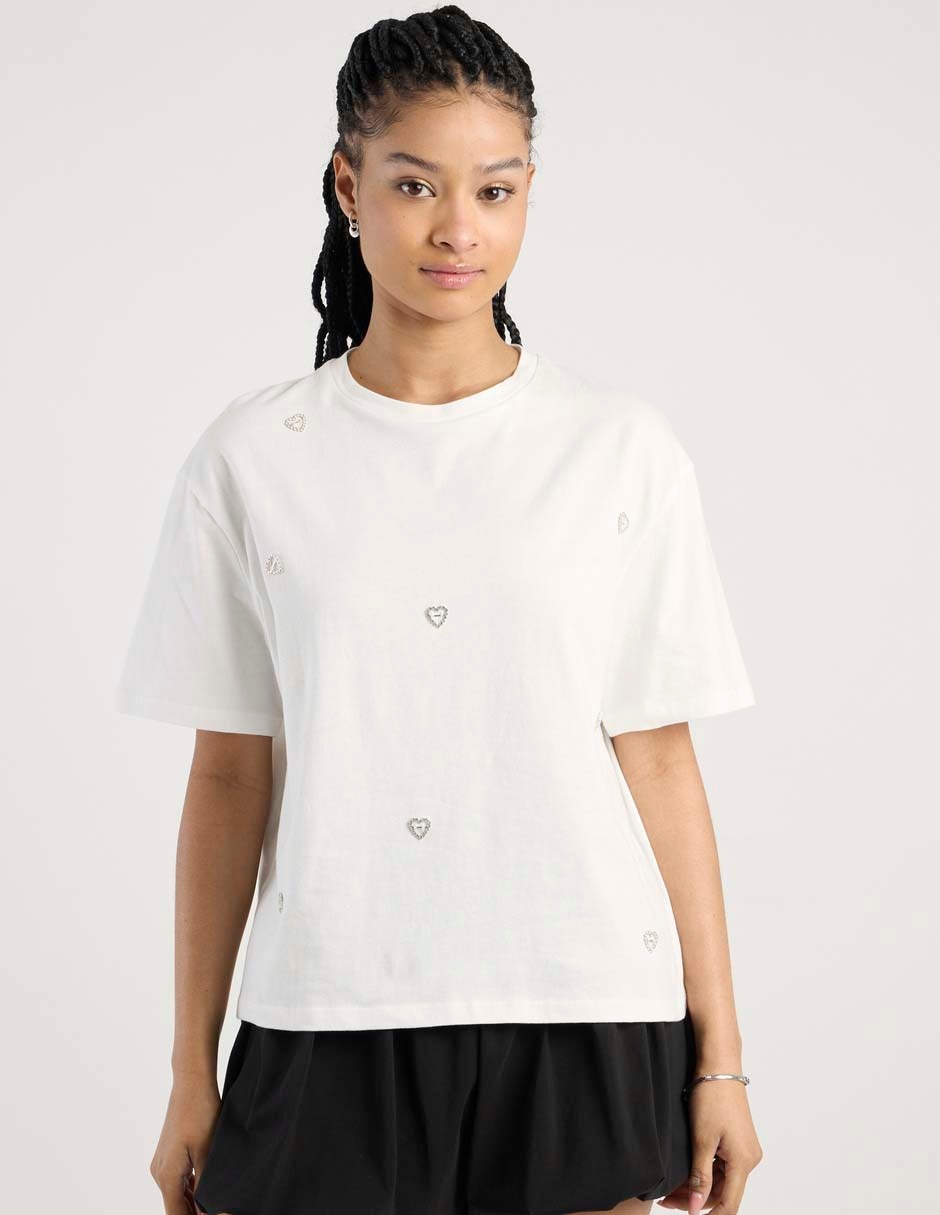 Playera manga corta cuello redondo para mujer