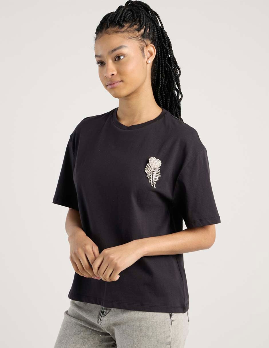 Playera manga corta cuello redondo para mujer