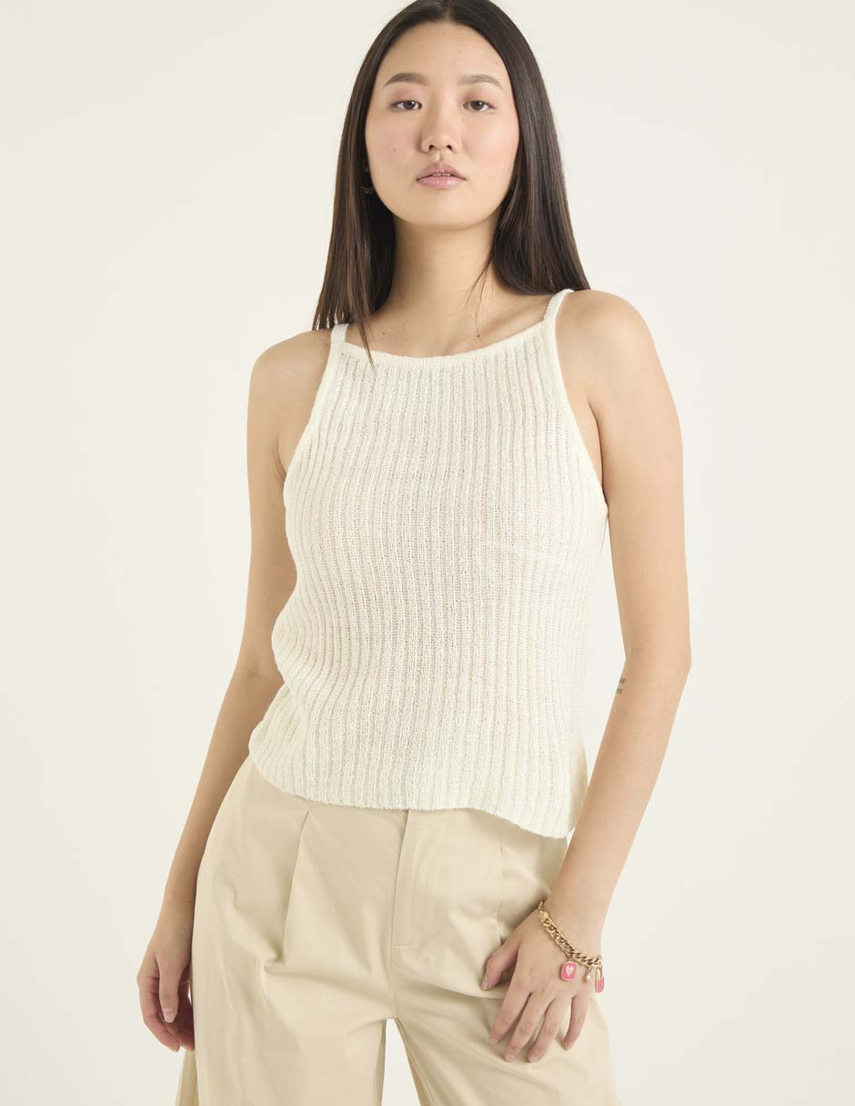 Top cuello redondo