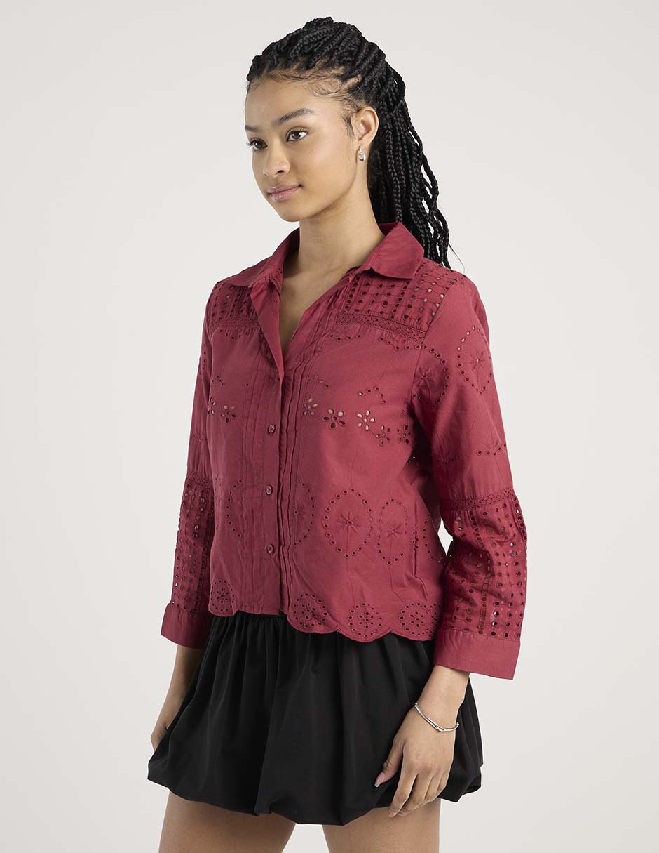 Blusa camisera manga larga para mujer