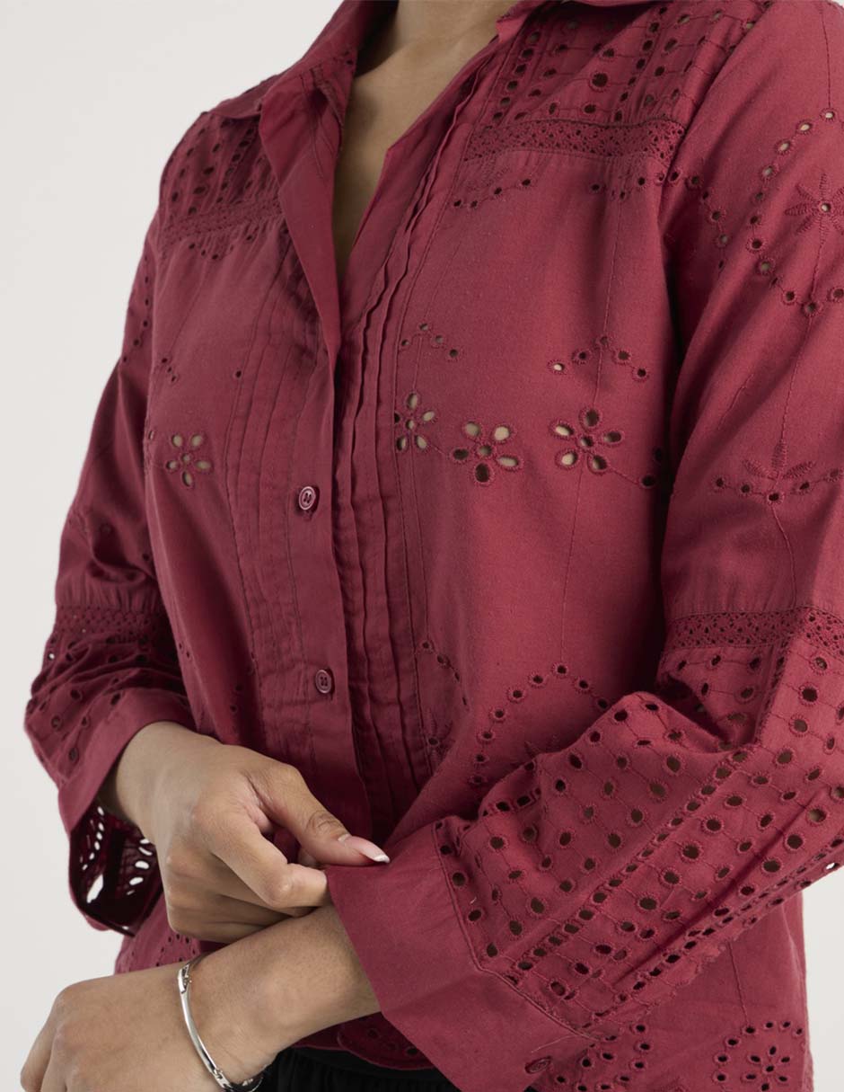 Blusa camisera manga larga para mujer 4
