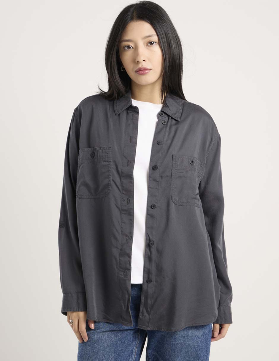 Blusa camisera manga larga para mujer